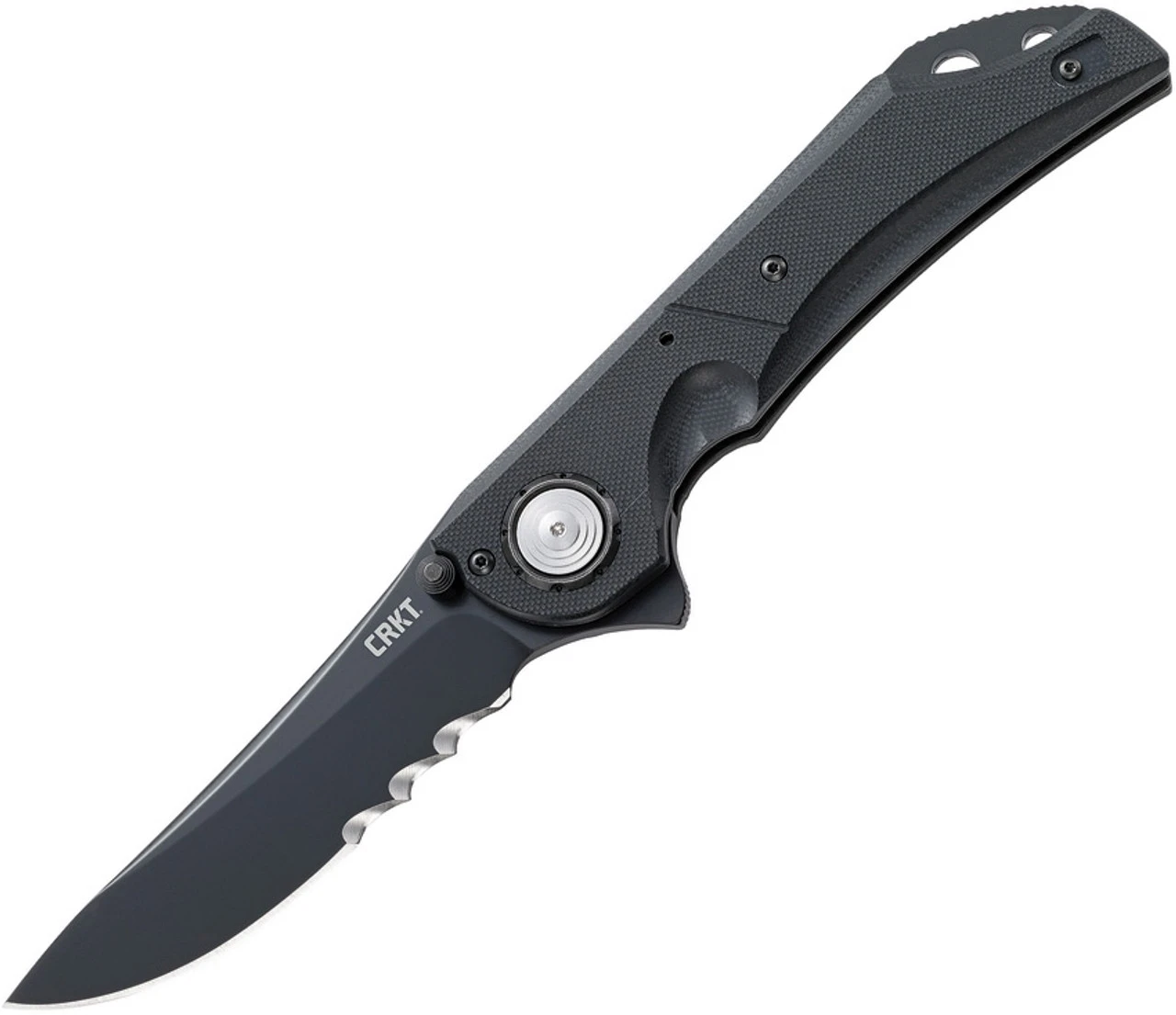 CRKT 5401K Seismic Deadbolt Lock, 3.96" 1.4116 SS Black Veff Serrated Blade, G10 Handle