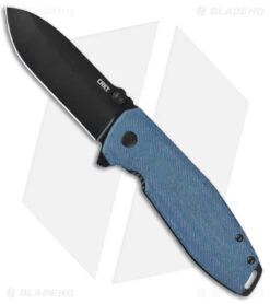 CRKT Burnley Squid XM Denim Micarta Manual Flipper Frame Lock (2.95" Black)