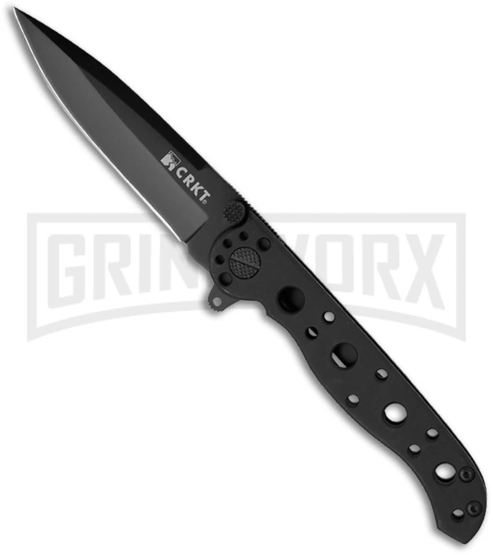 CRKT Carson M16-01KS Stainless EDC Spear Point Folding Knife - Black Plain