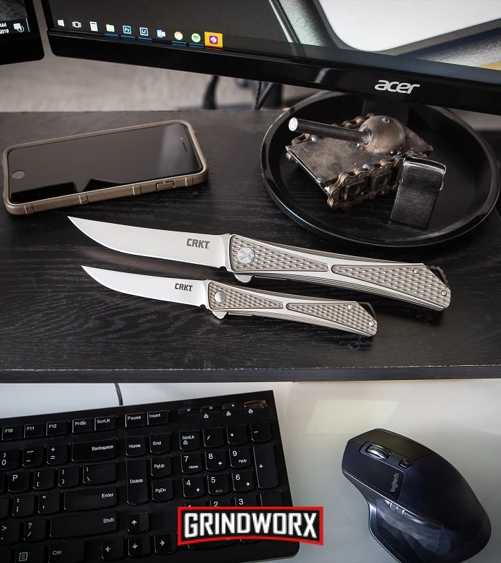 CRKT Crossbones Gray Aluminum Liner Lock Knife - Satin Plain - Image 5