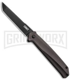 CRKT Onion Helical Black Aluminum Liner Lock Knife - Black D2 Plain