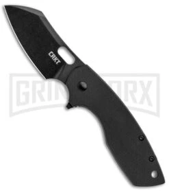CRKT Pilar Large Black G-10 Frame Lock Flipper Knife - Black D2 Plain