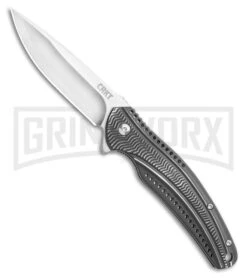 CRKT Ripple Black Aluminum Folding Knife - Satin Plain