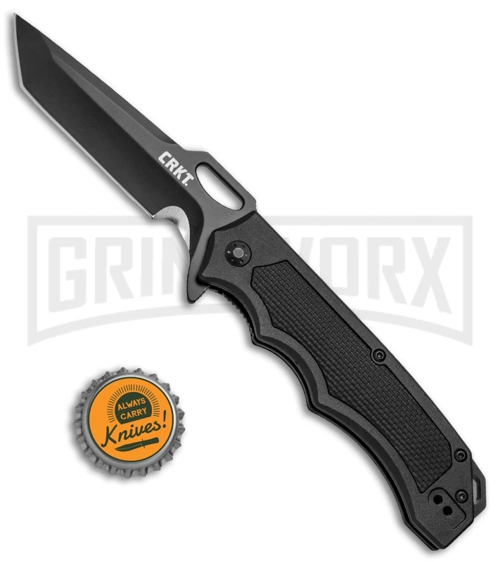 CRKT Black Septimo "Forged By War" Liner Lock Knife - Black Tanto Plain - Image 4