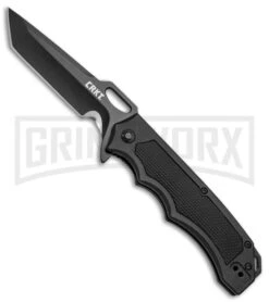 CRKT Black Septimo "Forged By War" Liner Lock Knife - Black Tanto Plain