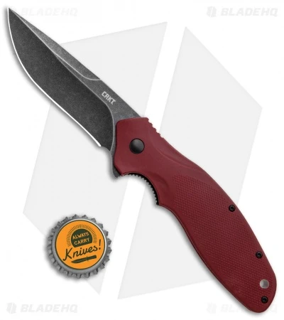 CRKT Shenanigan Spring Assisted Knife Maroon GRN (3.4" Black SW) K800RKP - Image 4