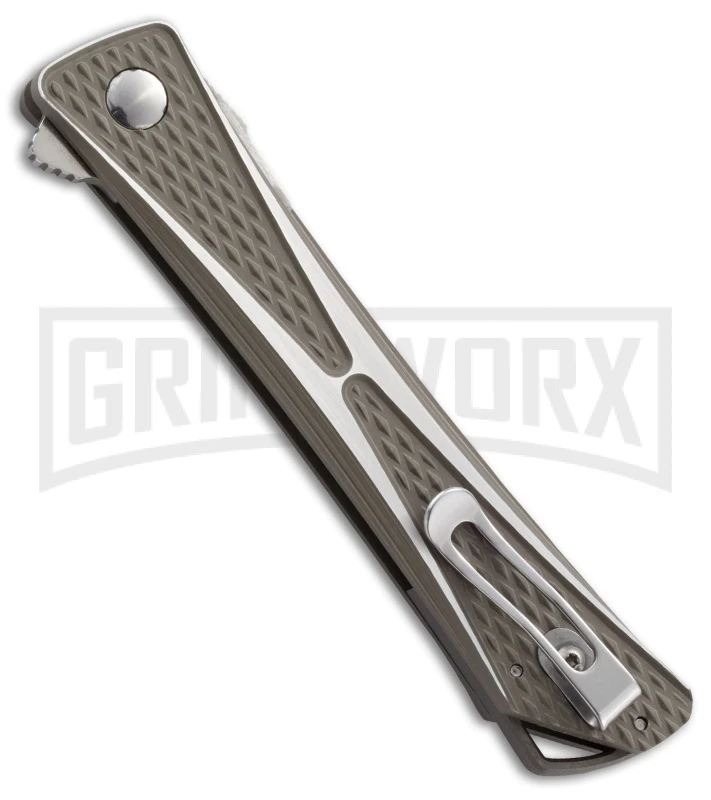 CRKT Crossbones Gray Aluminum Liner Lock Knife - Satin Plain - Image 3