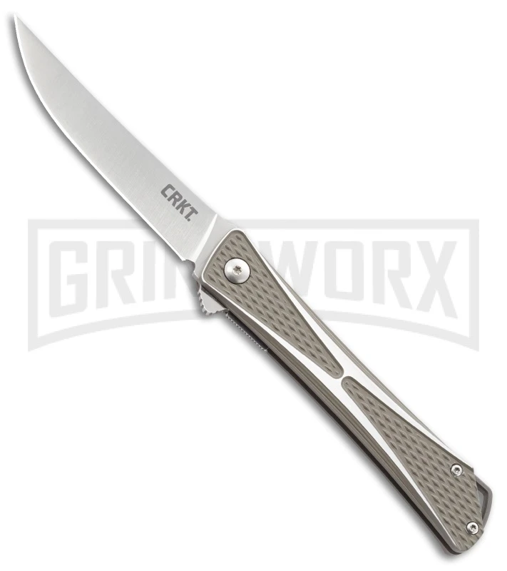 CRKT Crossbones Gray Aluminum Liner Lock Knife - Satin Plain