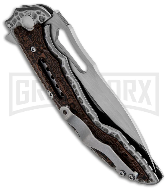 CRKT Ikoma Fossil Brown G-10 Frame Lock Knife - Satin Plain - Image 2