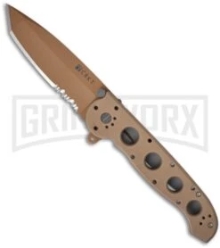 CRKT Carson M16-14D Desert Camo Tanto Aluminum Folding Knife - Tan Serr