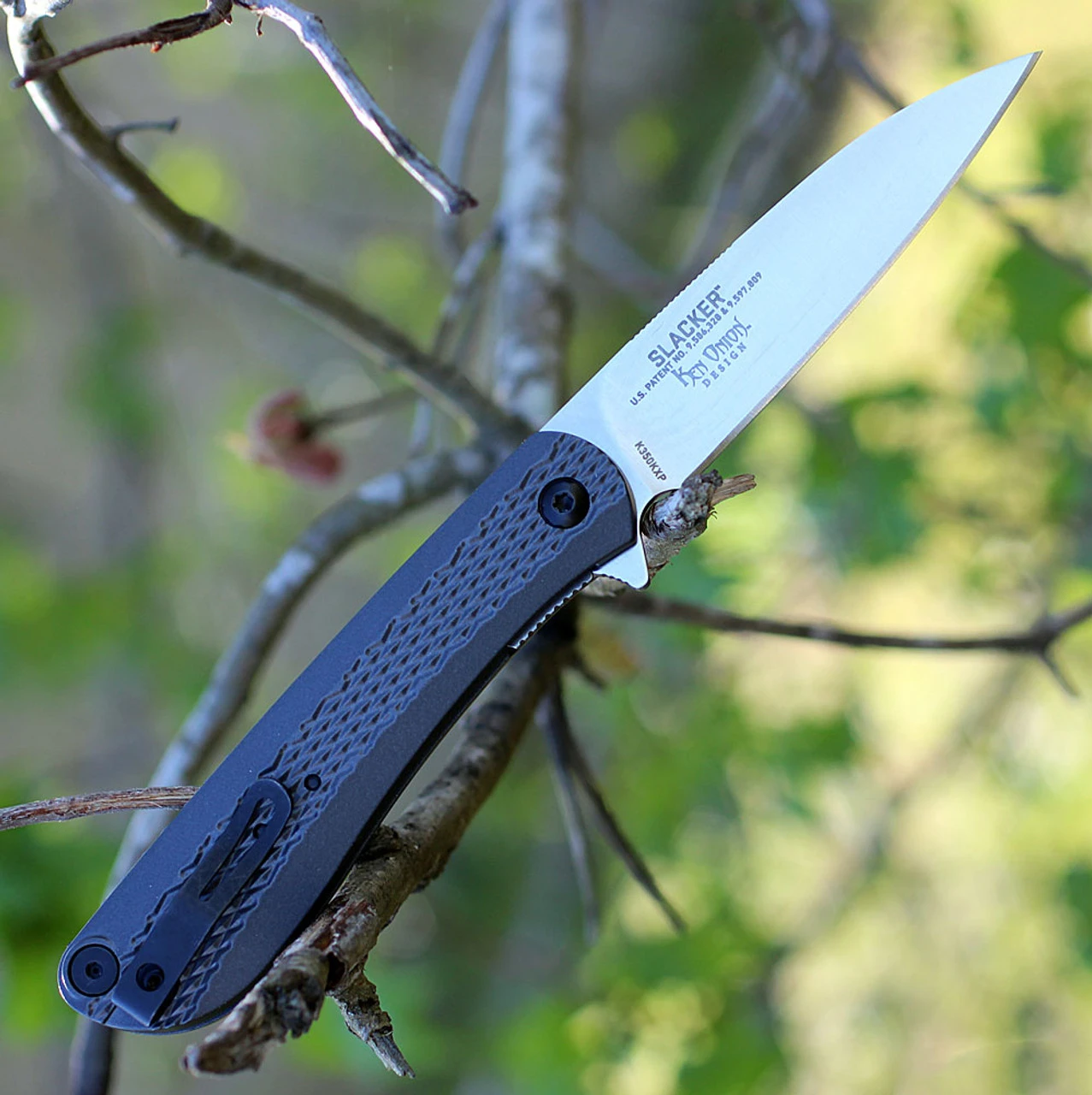 CRKT Slacker Folding Knife - Blk Checkered Alum. (3.25" Satin) K350KXP - Image 2